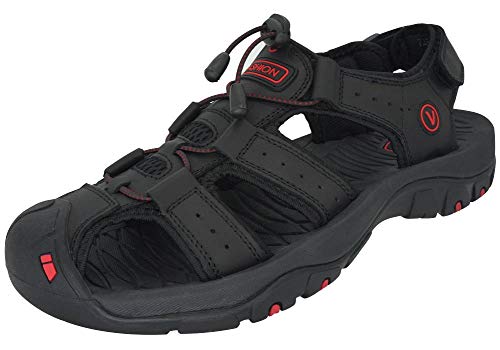 KEENPACE Sandalias Deportivas para Hombre Al Aire Libre Cuero Verano Playa Senderismo Zapatos Negro 40 EU