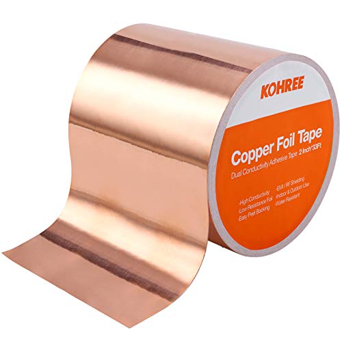 Kohree Cinta de Cobre Adhesiva Conductora 10M x 50mm copper foil Cinta de lámina para scalextric Cinta Adhesiva Cobre Cinta Adhesiva Doble Cara Blindaje EMI RF Puesta tierra Soldar Repelente Babosas