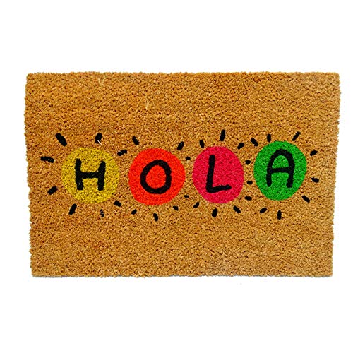 koko doormats Kook Time Felpudo para Entrada de Casa Original, Modelo Hola Colores, Fibra de Coco y PVC, 40x60cm