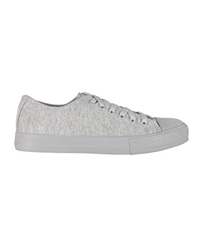 KRISP Zapatillas Mujer Tipo Estilo Imitación Casuales Lona Cordones Baja Alta Puntera Goma, (Gris (3690), 37 EU (4 UK)), 3690-GRY-4