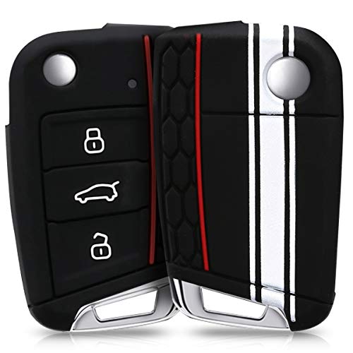 kwmobile Funda Compatible con VW Golf 7 MK7 Llave de Coche de 3 Botones - Carcasa Protectora Suave de Silicona - Rally