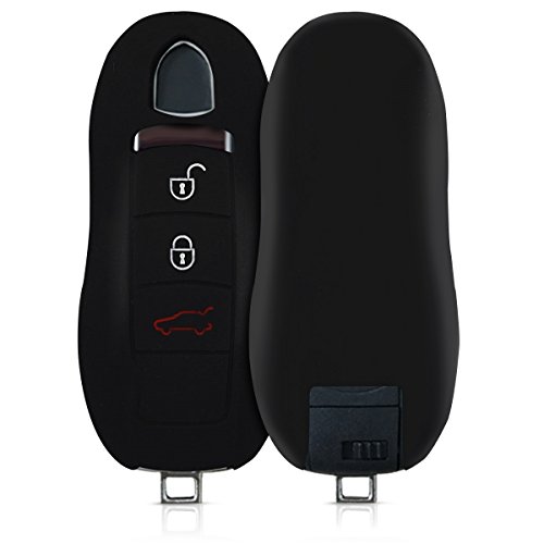 kwmobile Funda de Silicona Compatible con Porsche Llave de Coche de 3 Botones (Solo Keyless) - Carcasa Suave de Silicona - Case Mando de Auto Negro