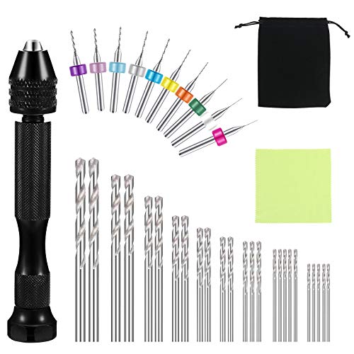 LAITER Juego de 36 pcs Brocas de Mano Mini Taladros Manual Herramientas para Madera con Puntas Giratorias y Mini taladros Para Perforación de Agujeros Manejo de Madera Plástico Ámbar Joyeria Modelismo