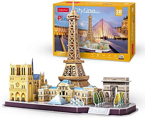 LAL6 Miniatura De Juguete Juego De Papel DIY 3D Modelo La Ciudad De Londres París Nueva York Famoso Edificio Ensamble Regalos De Juego para Los Niños,Paris