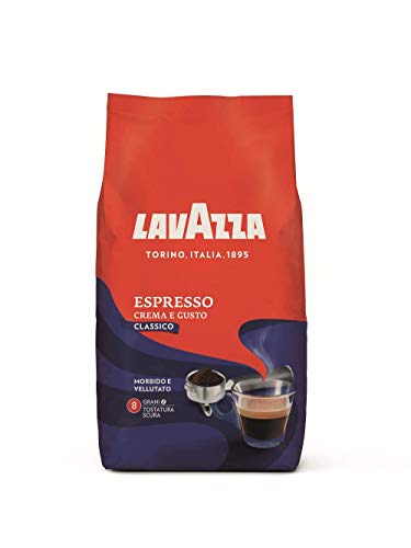 Lavazza Café en Grano Tostado Crema e Gusto, Café Espresso Arábica y Robusta, Paquete de 1 Kg