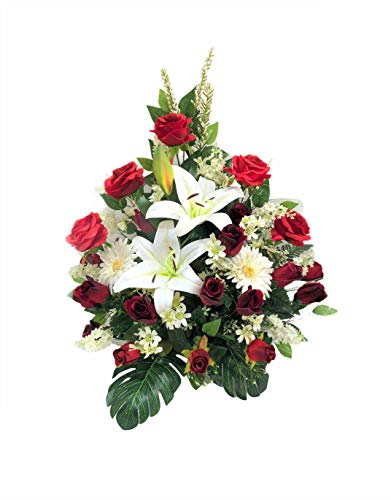 LBA Centro de Flores Artificiales para Cementerio. También para Iglesias. Especial Día de Todos los Santos. Medidas: 70x65x35 cms. Aprox.