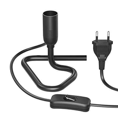 ledscom.de Lámpara de mesa TRIN con enchufe E14 Base triangular negra con enchufe e interruptor