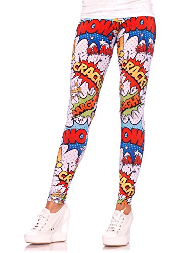 Leg Avenue gran crimen Fighter Leggings de impresión cómic signo de exclamación