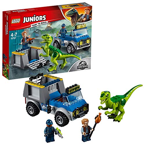 LEGO Juniors - Camión de Rescate del Raptor, Set de Construcción de Juguete de Dinosaurio con Camión y Minifigura de Owen y un Rastreador (10757)