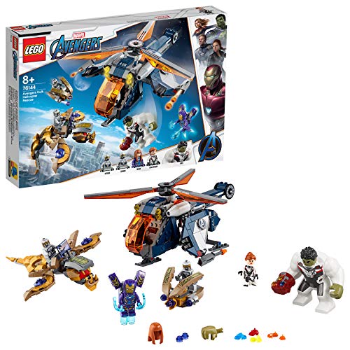 LEGO Super Heroes - Vengadores Rescate en Helicóptero de Hulk, Set de Construcción de Endgame, Incluye Minifiguras de Juguete de La Viuda Negra y Pepper Potts Entre Otros (76144)