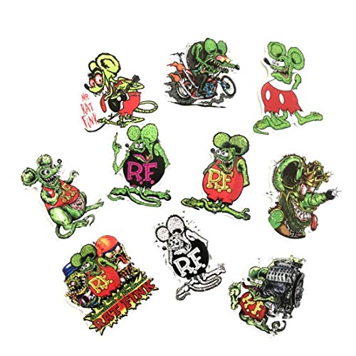 linjunddd 10pcs Tales of The Rat Fink Etiqueta Engomada para El Paquete Decorativo Papeleria Scrapbooking Juguetes Moda a Prueba De Agua