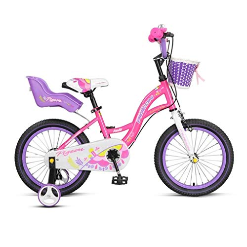 LKAIBIN Bicicleta de campo de cross 14, 16 pulgadas para niños de 3 a 8 años de edad, bicicletas para niños y niñas, regalos para niños, bicicleta rosa y amarillo (color: rosa, tamaño: 40,6 cm)