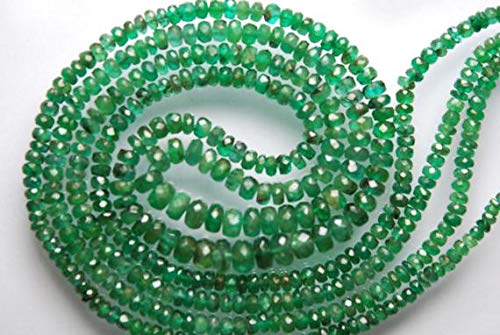 LKBEADS Lote de 2 hebras, súper calidad, esmeralda verde oscuro natural, esmeralda africana zambiana natural facetada, tamaño 3-6 mm, código HIGH-2943