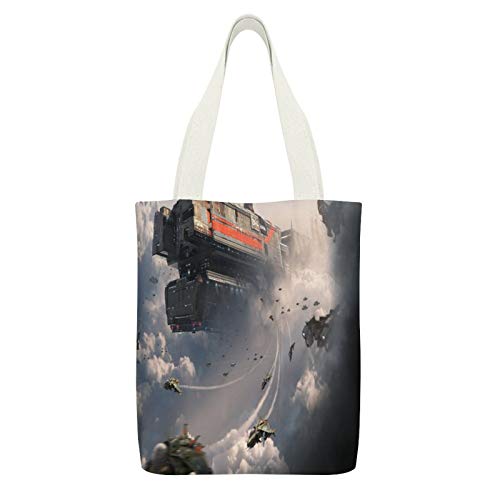 Lona Tote Bag DoubleIllustration Locomotora Acción-Aventura Juego Ferrocarril Coche Video Game Software Digital Compositing15*32 cm