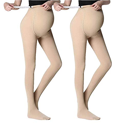 LOVELYBOBO 2 Pack Medias Invernales Premama Panty 120 Den para Futura Mama Pantimedias para Mujeres embarazadas Leggings (desnudo*2)