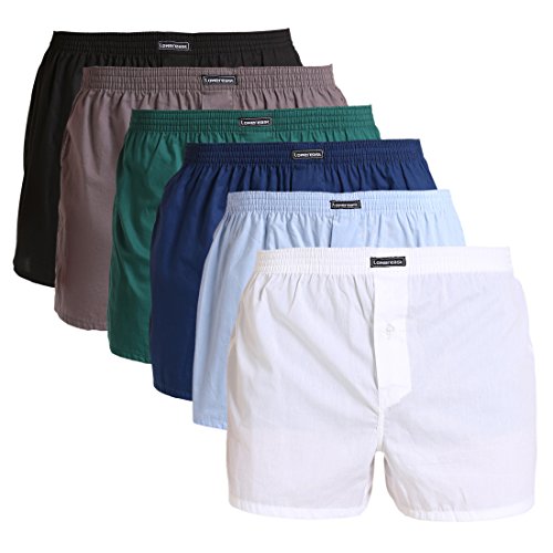 Lower East American Style, Bóxer, Hombre (Pack de 6), Multicolor (Negro/Blanco/Azul/Verde/Azul Claro/Gris), Medium