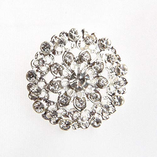 Ltong Plateado Meta Rhinestone Crystal Gold Flower Broches Pins para el Ramo de la Boda Broche Pin para Bolsas de Fiesta Nupcial Ropa, F40