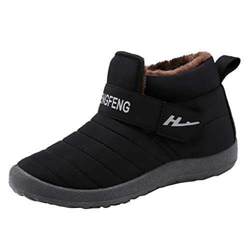 Luckycat Zapatillas de Estar Hombre Mujer Invierno Interior Exterior Zapatos Caliente de Lana Impermeables de PU Pantuflas Térmicos de Invierno Suave Algodón Casa Zapatos Cómodo Y Antideslizante