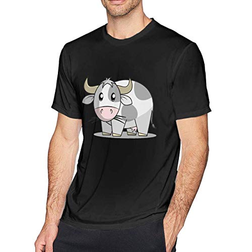 ludouqingJ Camisetas y Tops Hombre Polos y Camisas, Men's Cotton T-Shirt Cow and Chic-Ken Fashion Tees Funny Short Sleeve Tees