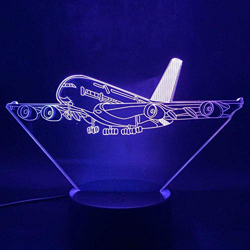 Luz Para Dormir, Lámpara De Mesa, Lámpara 3D Avión Airbus Para Niños Base Brillante Venta Caliente Lámpara De Luz Nocturna Llevada Con Pilas