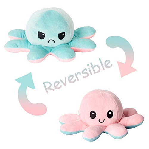 MAGIC SELECT Peluche Pulpo Reversible, Peluche de Juguete, Lindo Pulpo de Peluche, Flip Octopus Doble Cara, Juguetes Creativos, Muñeco Pulpo Doble Cara, muñeco Original de Felpa. (Rosa/Cian)