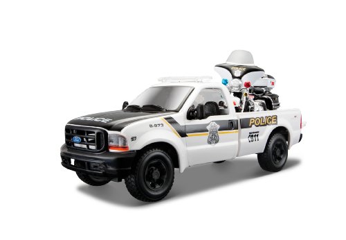 Maisto-FLHTPI Electra Glide con Ford F350 Duty Pickup 1/24 32186, Color Blanco