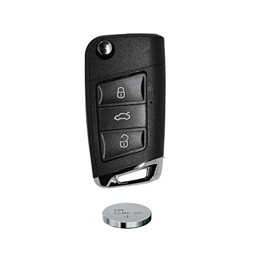 Mando a distancia por radio para el coche 1x caja de conversión plegable 3 llaves + 1x HAA en blanco + 1x pila CR2032 para VW SEAT SKODA hasta el año 11/2009