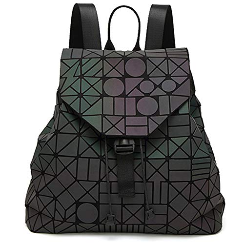 Marber Mochila mujer luminosa geométrica Nightglowing colorido de la manera Bolsas rómbico Mochila Mochila para Mujeres Niñas Campus recorrido al aire libre (4)