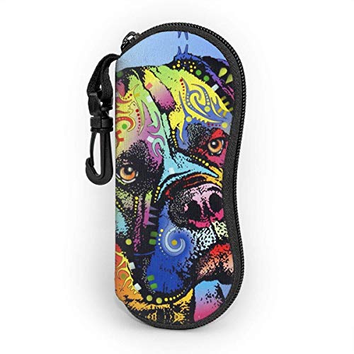 Mastiff Warrior Dean Russian Color Art Unisex Moda Portátil Gafas caso Estudiante Papelería Caja Almacenamiento Bolsa Cremallera con Gancho 3.1 X 6.1 Pulgadas