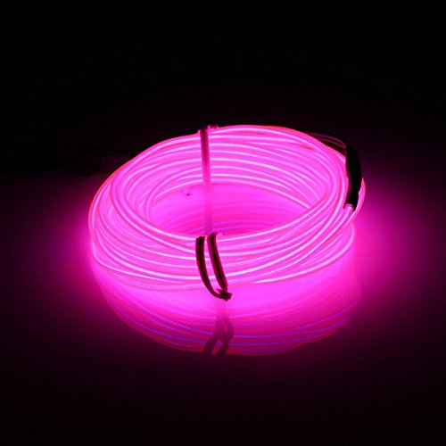 MASUNN 5 M El LED Flexible Suave Tubo De Neón Resplandor Coche Cuerda Franja Luz Navidad Decoración DC 12V-Rosa