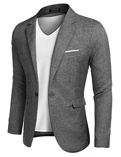 MAXMODA Blazer Hombre Slim Fit Chaqueta Blazer Casual Botón Gris