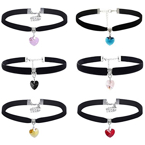 Meetlight choker collar conjunto gargantilla tatuaje gótico collar de terciopelo de encaje ajustable para mujeres niñas(6 Pcs)