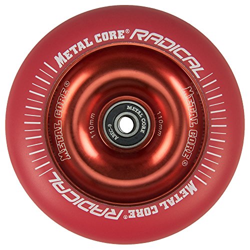 Metal Core Rueda Radical Monocromática para Scooter Freestyle, Diámetro 110 mm (Rojo)