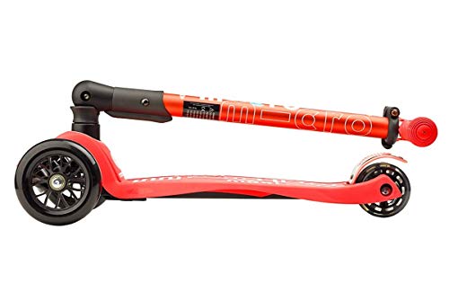 Micro® Maxi Deluxe Plegable, Patinete 3 Ruedas, 5-12 Años, Peso 2,5kg, Carga Máx 70Kg, Altura 67-91 cm, Plataforma Antideslizante Polipropileno (Rosa Coral)