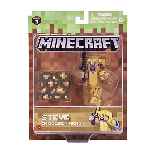 Minecraft 16488 Figura de acción de 7.6 cm - Paquete de Armadura Steve in Gold