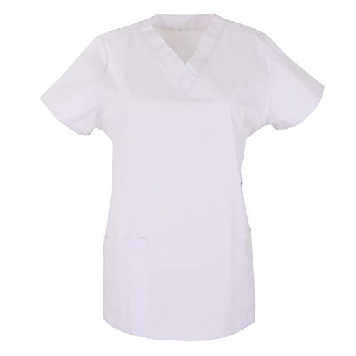 MISEMIYA - Casaca Mujer Mangas Cortas Uniforme Laboral CLINICA Estética Limpieza Veterinaria SANIDAD Dentista HOSTELERÍA Ref.707 - XS, Blanco