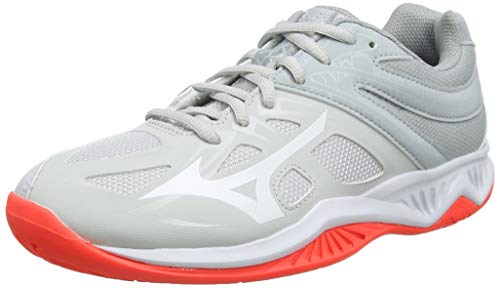 Mizuno Thunder Blade 2, Zapatillas de Voleibol Mujer, Gris Glaciergray Blanco Fiery Coral 60, 42 EU