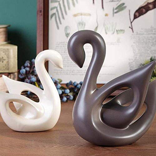 Mnjin Decoración del hogar, 2PC / Set Accesorios de artesanía de cerámica Estatua de Cisne Moderno y estatuas de Cisne de Escultura para Adorno de Ventana