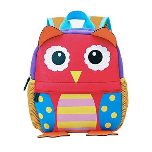 Mochila Infantil para Niños Primaria Pequeña Guardería Mochila Preescolar para Niños de 2-5 Años Dibujo de Animal Lindo (Búho, 26 * 10 * 32CM)