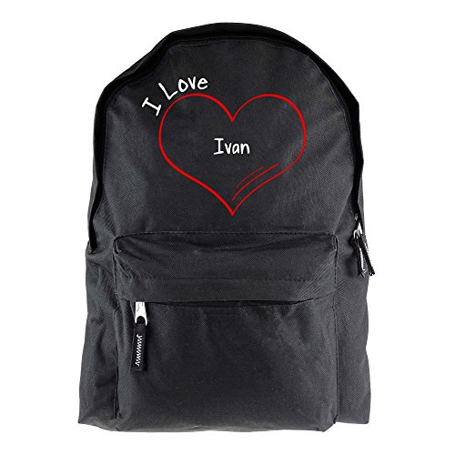 Mochila modern I Love Ivan negro