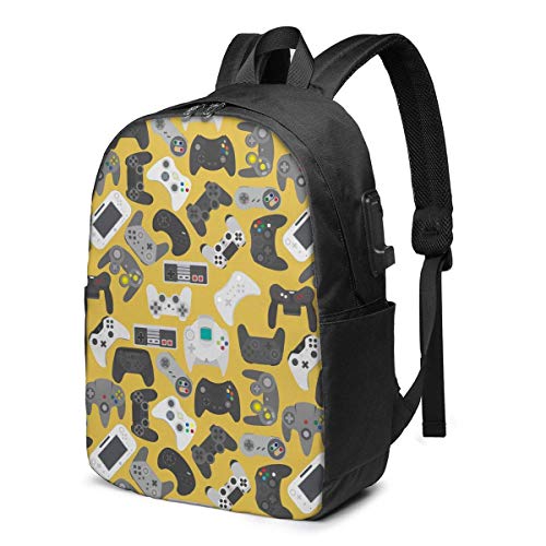 Mochila para portátil de Viaje, Controlador de Videojuegos Mochila para portátil de Viaje Mochila Escolar universitaria Mochila Informal con Puerto de Carga USB