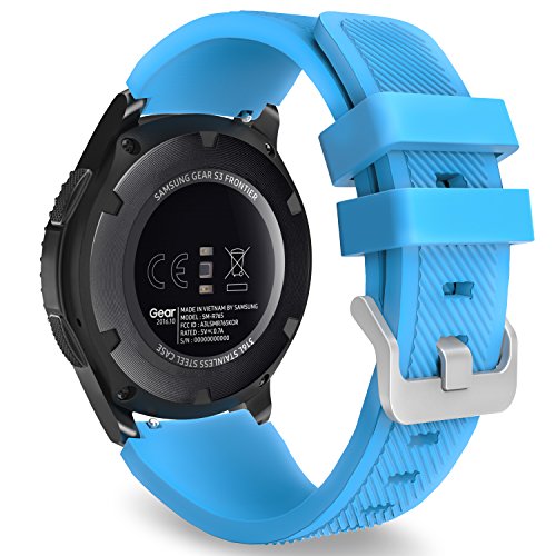 MoKo Correa para Galaxy Watch 3 45mm/Galaxy Watch 46mm/Gear S3 Frontier/Classic/Huawei Watch GT2 Pro/GT2e/GT 46mm/GT2 46mm/Ticwatch Pro 3-22mm Banda Deportiva de Silicona Suave Reemplazo - Azul