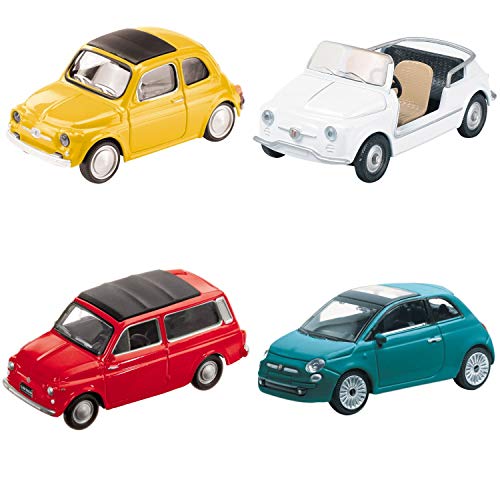 Mondo Motors - Feliz cumpleaños Fiat 500 - Coches de juguete de regalo para niños - Edad 3-6 años - Escala 1:43 - Réplicas Fiat 500-53211, colores surtidos, 1 pieza