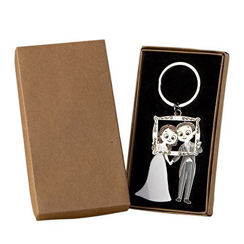 Mopec Pop & Fun Photocall Pack de llaveros Novios en Caja Regalo, Metal, Plateado, 1.3 x 6 x 11 cm, 2 Unidades