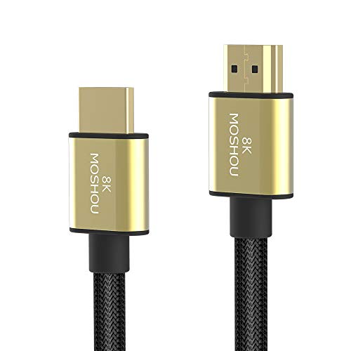 MoShou-Cable HDMI 2.1 / UHD HDR 4K 8K 120Hz 2160p 4320p 3D / HDMI 2.0 / eARC Dolby Vision Atmos/Trenzado de Nylon/Ultra Alta Velocidad 48Gbps Ethernet (1 m)