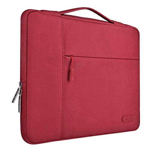 MOSISO Funda Blanda Compatible con 13-13,3 Pulgadas MacBook Air/MacBook Pro Retina/Ordenador Portátil, Poliéster Maletín Protectora Multifuncional Bolso, Rojo