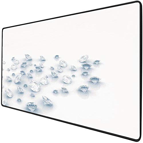 Mouse Pad Gaming Funcional Decoración de diamantes Alfombrilla de ratón gruesa impermeable para escritorio Grupo de diamantes sobre fondo liso Rocas de Treausre Impresiones digitales Decorativo,Blanco