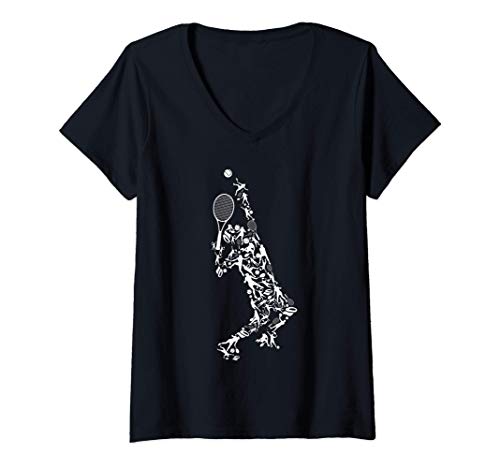 Mujer Jugador de tenis figura entrenador de tenis entrenador Camiseta Cuello V