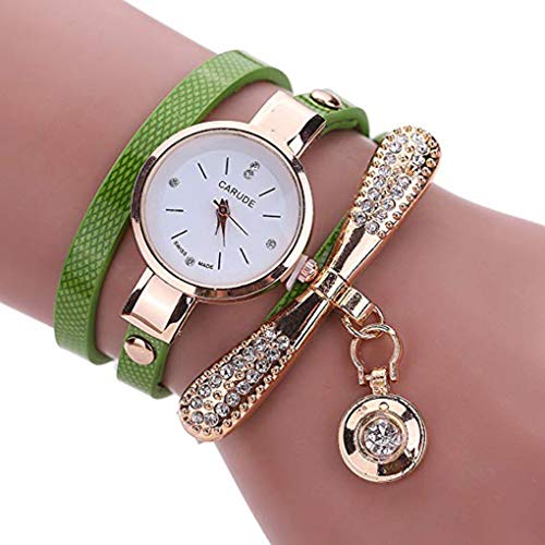 Mujeres Niñas pequeño dial de múltiples Capas de Reloj de Cuarzo de la aleación de Metal Reloj de Cuarzo de Cuero de múltiples Capas Pulsera Pendiente del Reloj de la Mano de la decoración