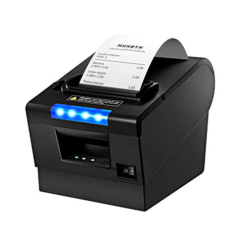 MUNBYN Impresora de Recibos Térmica 80mm Tickets Térmica Directa, Tiketera Portátil de la Caja Registradora con USB